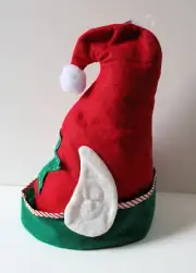 Red Elf Hat with Pointy Ears Santa Helper Costume Accessory 13" tall NEW