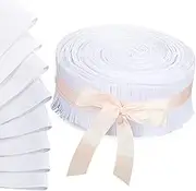 100 Pieces Jelly Fabric Strips Roll Collection 2.6 Inch White Solid Color Bundle Precut Patchwork Square for DIY Sewing Quilting Crafts