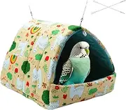 EWEIS Plush Warm Bird Nest for Birds Cage Accessories,Skin Friendly Samll Animal House Hanging Hammock for Parrot Toy,Snuggle Bed House for Conures,Parakeet,African Grey,Budgies(Green Sheep, M/Size)