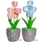 Tulip Table Lamp Touch Control Dimmable Home Flower LED Lamp USB Rechargeable Ho