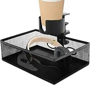 LeoLeoyy Under Desk Storage | 360 Degree Rotating Cable Organizer | No Drill Concealed Under Desk Drawer with Drink Holder & Cable Holes for Kitchen Studio Dorm Closet Bedroom Classroom