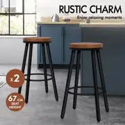 ALFORDSON 2x Bar Stools Retro Kitchen Vintage Chair Industrial Rocio Black