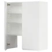 METOD wall cb f extr hood w shlf/door, white/Voxtorp matt white, 80x100 cm