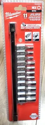 Milwaukee 11pc Metric 3/8" dr Hex Bit Socket Set w/Rail 4-14mm #48-22-9543