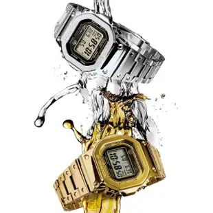 【CASIO 卡西歐】G-SHOCK 經典系列 全金屬 太陽能智慧 方形電子錶 銀(GMW-B5000D-1)