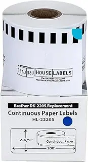 HOUSELABELS Compatible with DK-2205 Replacement Roll for Brother QL Label Printers; Blue Continuous Length Labels; 2-4/9" x 100 feet (62mm*30.48m) - 4 Rolls