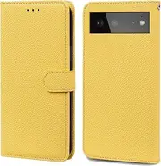 Compatible with Google Pixel 6a 5G Flip Kickstand Cover,Compatible with Google Pixel 6a 5G Wallet Magnetic Closure Case Yellow