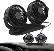 Electric Fan for Car | Double Head Car Dash Fan,Strong Wind, 360-Degree Rotation, Cooling Air Circulator, Dashboard Accessories for SUVs, Trucks, Vehicles, Travel, School, Workplace, Home
