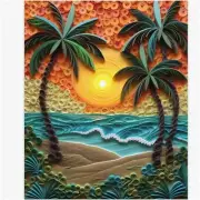 Sunset Palms DIY Paint by Numbers Kit - Beginner Friendly, Quilling Style Seasid