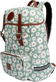 TOURBON Canvas Leather Backpack Pannier for Bicycle Rear Rack, 15.6-16 inch Laptop Bag Bike Back Seat Saddlebag for Women