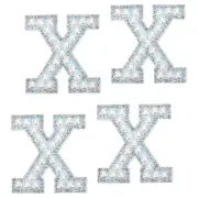 10 Pcs Iron on Letter Patches, Letter x Rhinestone Alphabet Applique, White/Blue