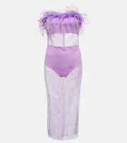 [Giuseppe di Morabito] Giuseppe di Morabito Feather-trimmed embellished midi dress XS/S purple