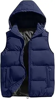 [Gihuo] Men's Hooded Puffer Vest Sleeveless Zip Up Padded Jackets Coat Lightweight Quilted Gilet with Pockets