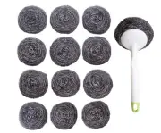 Stainless Steel Sponges Scourer Set with Handle 40 gram - Pack of 12 - Large ...