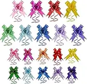 Syhood 360 Pieces Ribbon Pull Bow Present Basket Pull Knot Present String Wrapping Bows for Christmas New Year Thanksgiving Party Ornament, 1.8 Cm/ 1.5 cm Width, Assorted Colors