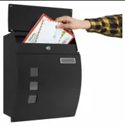 Modern Metal Mailbox Lockable Wall-Mounted Post Letter Box Black