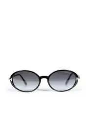 Shiny Black Raquel Oval Sunglasses