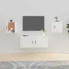 2 PCS TV Cabinets Wall Mounted Entertainment Unit Stand Storage High Gloss White