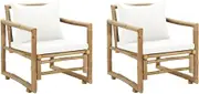 CHARMMA Garden Chairs 2 pcs with Cushions and Pillows Bamboo,Outdoor Chairs 19KG-43158