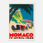 Galrie Monaco Grand Prix 1932 Vintage F1 Racing Poster Classic Motorsport Artwork, Poster Only, A1 60 x 84cm (23 x 33inch)