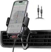 Bluetooth Car Adapter-PD 20W Car Bluetooth Adapter,【Air Vent & Dashboard】Phone Holder,AUX FM Bluetooth Transmitter With Strong Microphone & HiFi Deep Bass Sound,Hands-free Calls & Music Player.