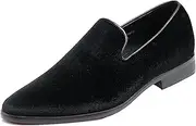 [Enzo Romeo] SPT03 Men's Vintage Plain Velvet Dress Loafers Slip On Shoes Classic Tuxedo Dress Shoes
