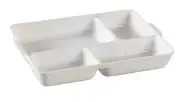 Yanco China NC-4420 Nu-Classic White Melamine 9.5" x 7" 4 Compartment Plate