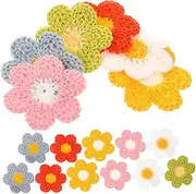 DOITOOL 60Pcs Decorative Flower Patches Wear Resistant Appliques for Clothing Hats Bags DIY Embroidered Coat Patches White Light Pink Yellow Green Orange Light Gray