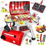 41Pcs Toy Grill Kids Grill Playset with Sound & Light for Toddlers - Kids BBQ Grill Playset for Indoor and Outdoor Kitchen Playset