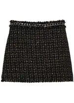 Alice + Olivia Olivia Chain-embellished Tweed Mini Skirt - Black - 10 (UK 14 / L) 10 (UK 14 / L)