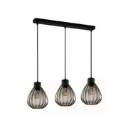 Interior Black Smoke Wine Glass Ribbed 3 Light Island Pendant - TULIP2X3S