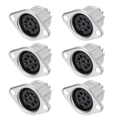 8-Pin DIN Socket Female Jack Socket Connector Panel Mount,Pack of 6 Silver Tone