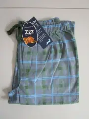 Peter Alexander Men's Grey/Green Check Long Flannelette Pyjama Pant Size M