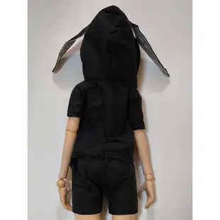 代售 DD BJD 1/3娃 哥德式服裝與黑色帽T兔子服
