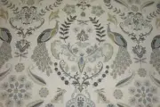 1.4 yds Trend Echo Fabric 05132 Peacock Scroll Linen Quarry Pillows 54" x 51"