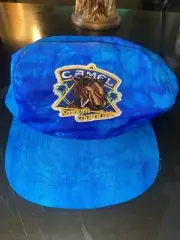 Vintage Joe Camel Cigarettes Smooth Character SnapBack Hat Cap Blue Tie Dye