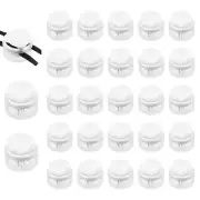 25 Pcs Plastic Spring Cord Lock, Double Hole Round Stopper, Transparent + White