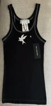 ONE TEASPOON Womens Black Bird Singlet 100 %cotton Size XS NWT