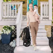 CostwayFolding Infant Stoller with Adjustable Canopy and Backrest for Kids-Beige