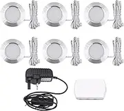 NUZAMAS 6 Linkable Under Cabinet LED Lightings 3W Dimmable Lights, Cupboard Lights Under Counter Lights for Closet Showcase Bookshelf Wardrobe White 6400K, Caravan,Recessed LED Panel