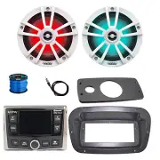 JBL Marine Radio, 2x 6.5" 225W White LED Speaker w/ANT, Wire,Spa Bezel, Adapter