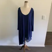 BNWT AUTOGRAPH SIZE 24 Navy Long Sleeve Tunic Top Sheer Frill PLUS SIZE