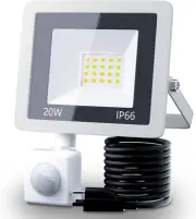 20W Plug in LED Motion Sensor Flood Light, PIR Induction Lamp, Dusk to Dawn Outd