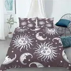 Brown Sun Moon 3D Printing Duvet Quilt Doona Covers Pillow Case Bedding Sets