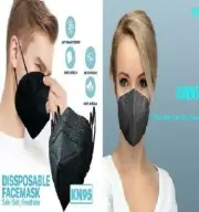 3-1000 Black KN95 Face Mask Disposable 5 Layer C.E Approval FFP2 Safety In Stock