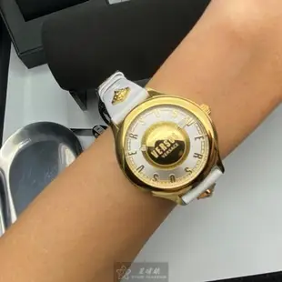 VERSUS VERSACE手錶, 女錶 40mm 金色圓形精鋼錶殼 白色立體懸浮雕刻錶面款 VV00313