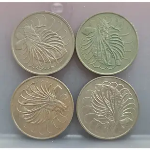 幣804 新加坡1967.74.80.81年50分硬幣 共4枚