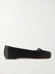[Aeyde] Aeyde - Gabriella Satin Ballet Flats - Black - IT41 IT 41 Black
