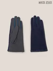 White Stuff Blue Leather Lucie Gloves (Q43717) | $44