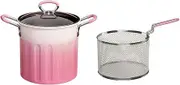 JISADER Small Deep Fryer Pot with Frying Basket Soup Pot Small Stewpot for Fried Chicken
